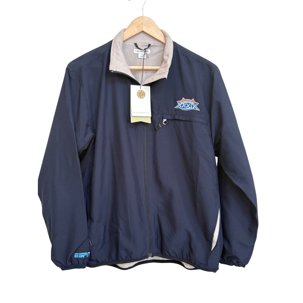 NWT Cutter & Buck Super Bowl XXXIX ESPN Windbreaker Jacket Navy Blue Small